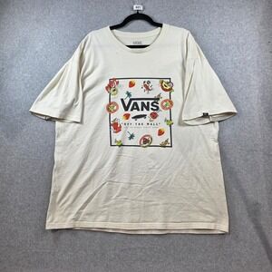 Vans Off The Wall Graphic T-Shirt Mens XL Cream Fruit Skateboard Classic Fit Tee